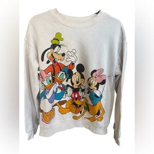 White Disney Character Crewneck Sweatshirt - Mickey & Friends